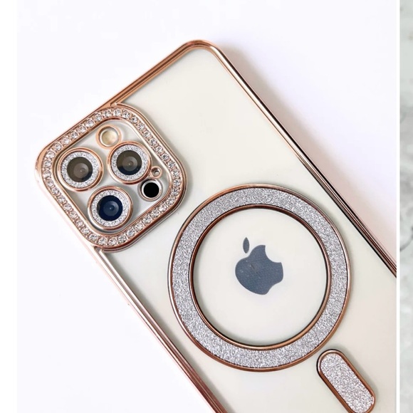 GOLD GLAM DIAMOND BLING MAGSAFE PHONE CASE - Picture 3 of 10
